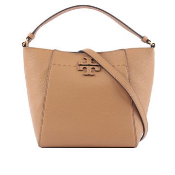 TORY BURCH McGRAW 荔枝皮革小型水桶包（提拉米蘇） _廠商直送