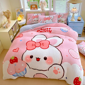 台灣出貨 牛奶絨卡通四件套 冬天保暖床包組 床包四件組 加厚床包組 保暖床包組 親膚舒適 加絨床包組 冬季床包組 雙面加