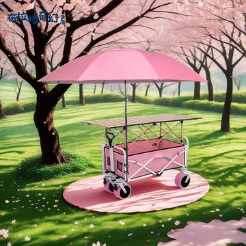 【少女心爆款】粉色露营车摆摊小推车折叠便携户外露营摆摊必备 pb6071