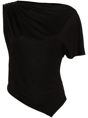 PINKO - asymmetric draped top - women - Viscose - S - Black