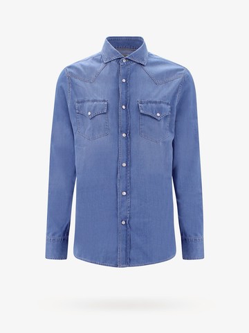 Denim shirt with mother-of-pearl buttons - BRUNELLO CUCINELLI - gender_Man