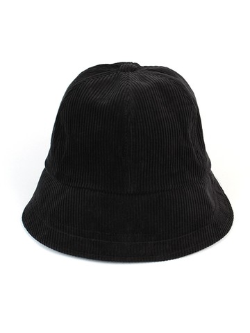 Back Open Corduroy Bucket Hat - Black