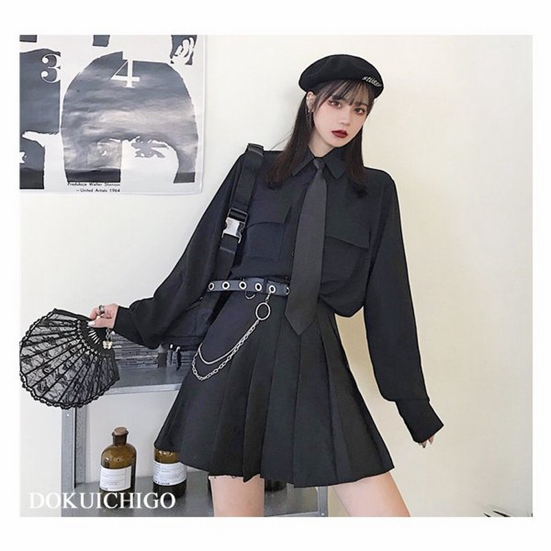 黒 シャツ ネクタイ レディース モード系 ゴシック ゴスロリ 病みかわいい 韓国 通販 Lineポイント最大0 5 Get Lineショッピング