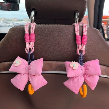 車用掛鉤 車載掛勾 新款車載掛鈎後排多功能椅背卡通收納置物可愛蝴蝶結多功能掛鈎
