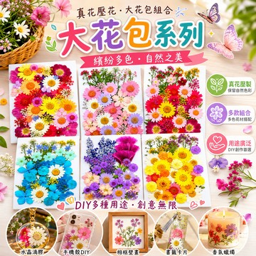【大花包系列】 大花包組合 真花壓花 永生花 森林系 少女寫真 壁畫 DIY水晶滴膠 乾燥花 植物標本