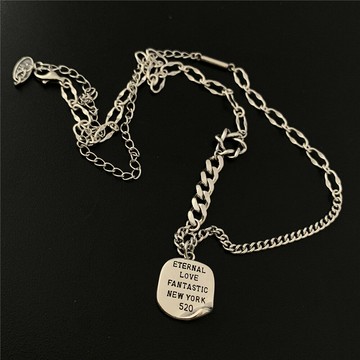 小寶s925純銀英文字母love 520牌拼接毛衣鏈項鏈女輕奢高級感小眾