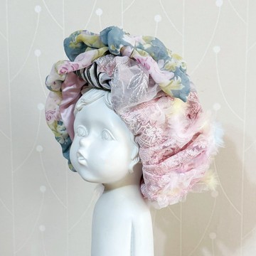 彈性髮帶/刺繡蕾絲寬邊編織頭帶日系寬版彈性頭巾圍脖 髮飾 頭飾