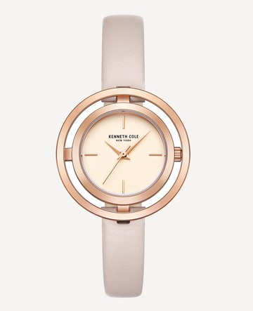 Kenneth Cole | Automatic Transparency Water Resistnat Leather Strap Watch in Nude