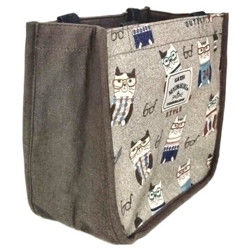 kUSUgURU JAPAN 日本眼鏡貓 午餐袋  20 x 22 x 10cm  咖啡色  1個