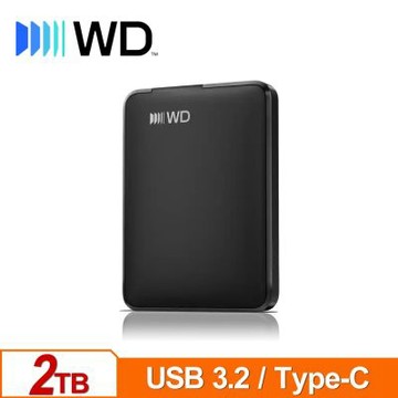 WD 威騰 Elements 2TB 2.5吋 USB-C行動硬碟 (USB 3.2 Gen 1)