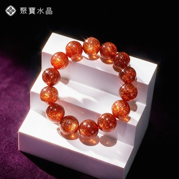 【傳家級金太陽石手鍊16mm】招財水晶 聚寶盆 手串 手鐲 吊墜 擺件 原礦 風水 開運 直播 聚寶水晶