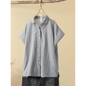 原創日系文藝小清新純棉彼得潘娃娃領雙層棉紗襯衫女柔軟舒適襯衣