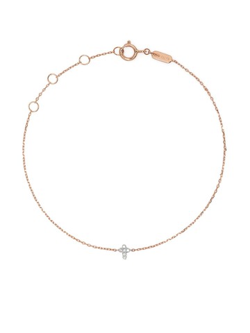 Djula - 18kt rose gold Cross diamond chain bracelet - women - 18kt Rose Gold/Diamond - 18.5 - Pink