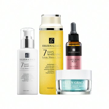 晶綻水凝乳120ML*1+美白水凝露250ML*1(效期至2025.07)+維他命C精華30ML*1+晚安保濕凝膜50ML*1