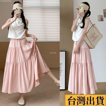 🌈台倉出庫🌈 2025新款粉色清新蛋糕裙女夏款甜美百搭仙女a字半身長款裙子潮