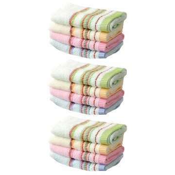 OK-PO-LO 好馬牌 棋盤色紗吸水毛巾 12件組  黃色 + 綠色 + 藍色 + 紅色  1組