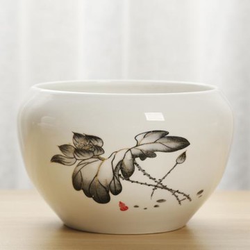 大號茶洗陶瓷茶渣缸中式家用水洗茶杯器皿茶具配件白瓷筆洗碗水盂