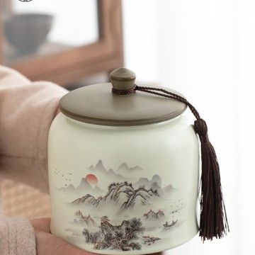 茶罐儲茶罐家用存瓷罐紅茶儲存罐綠茶復古茶葉罐空罐密封罐中式