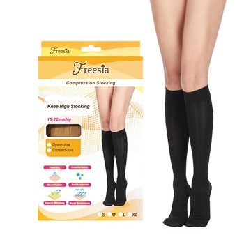 freesia彈性壓力襪-露趾小腿襪(280d/15-22mmhg漸進式壓力)運動保健襪/彈性襪