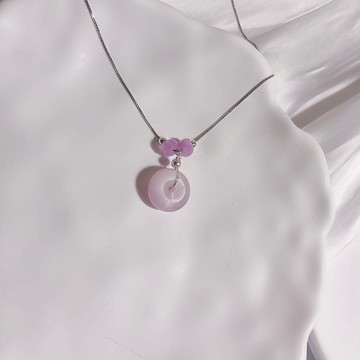 紫鋰輝平安扣 純銀項鍊