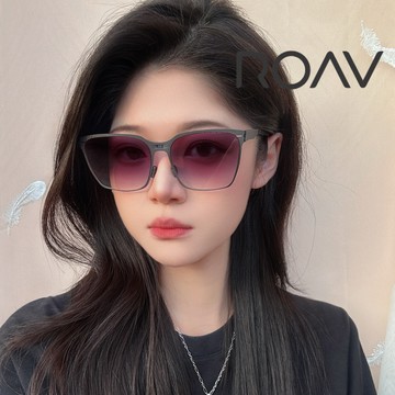 ROAV 美國洛杉磯品牌 AUDREY系列 大鏡面輕量薄鋼折疊太陽眼鏡 SS002 霧黑框漸層灰鏡片 公司貨