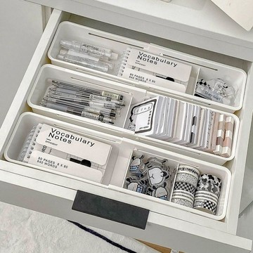 綠安禾🚚 抽屜內置分隔收納盒伸縮文具化妝品桌面收納分類分格宿舍襪子內褲
