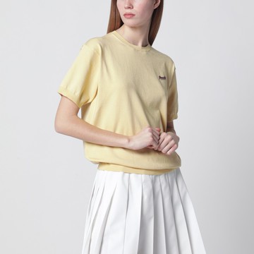 Cream-colored silk-blend sweater with logo