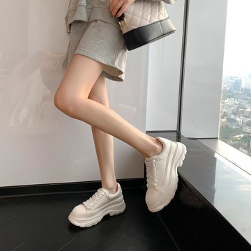 麥羅小白鞋女麥昆增高時尚休閑百搭昆麥軟皮超軟全真皮高級感厚底