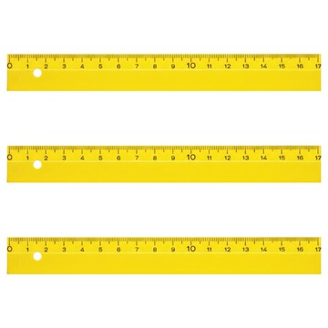 Raymay德製細長17CM直尺  黃  3入