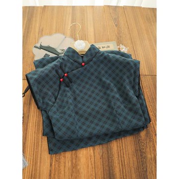 俏娘魚復古民國風改良格子真開襟旗袍2025年春新款日常可穿年輕款