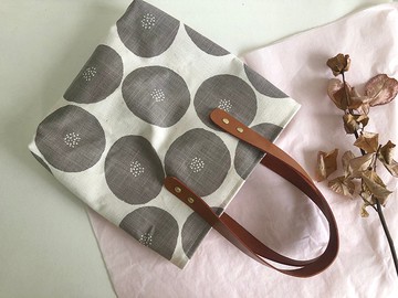 真皮把手灰色調紅豆麵包 手提包