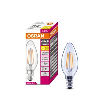 歐司朗 4.5W LED可調光蠟燭型燈絲燈泡 E14 110V