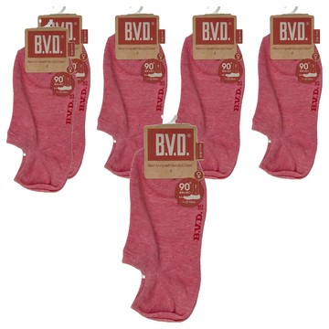 B.V.D. 懷舊細針低口直角女襪 Set 6雙  22~25cm  紅色