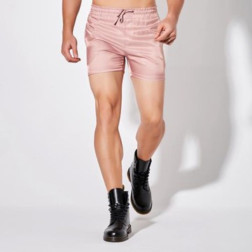 絲質光滑三分褲男潮運動短褲跑步 性感阿羅褲 海邊度假速干沙灘褲