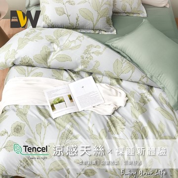 夢之語 100%頂級純天絲兩用被床包組 (霜綠原野) 雙人/加大 TENCEL