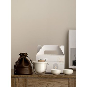 言和堂高檔輕奢蓋碗快客杯便攜式旅行茶具套裝戶外功夫茶杯禮盒裝