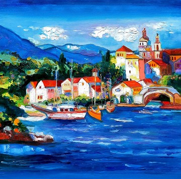 油畫原作 Italy Painting 手工油畫 Original Art 油畫 Oil Painting Sailboat Art Wall Decor
