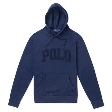 RALPH LAUREN POLO 熱銷貼布刷毛文字連帽T恤 上衣-深藍色
