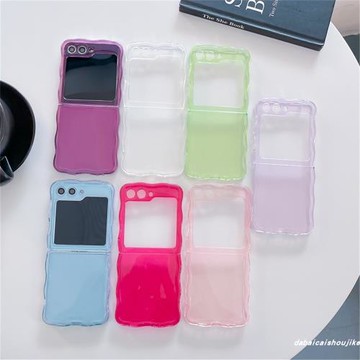 波浪邊簡約純色適用三星Galaxy Z Flip3/4代手機殼SUMSUNG折疊屏男女款Flip5代冷淡風高級感ins創意小眾情侶