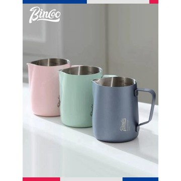 Bincoo專業咖啡拉花杯不銹鋼內刻度拿鐵拉花缸意式打奶缸奶泡杯