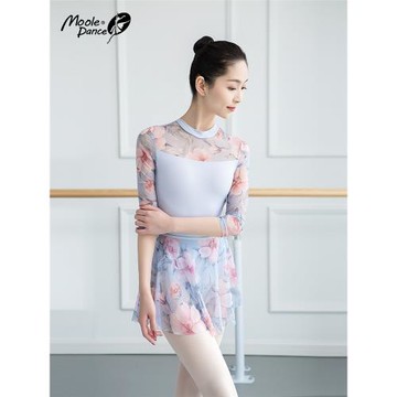 小茉莉水彩印花體操服女成人舞蹈服連體基訓服形體服芭蕾舞練功服