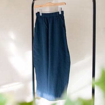 細雪斜陽繭型褲_霧夜青_公平貿易