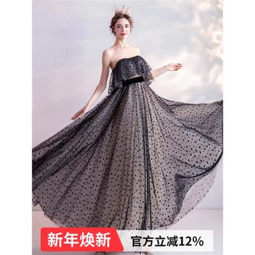 季末特惠 季末特惠黑色宴會年會舞臺演出婚紗晚禮服 8828批發