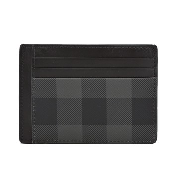 BURBERRY 經典格紋帆布鈔票/卡片夾（炭灰）_廠商直送