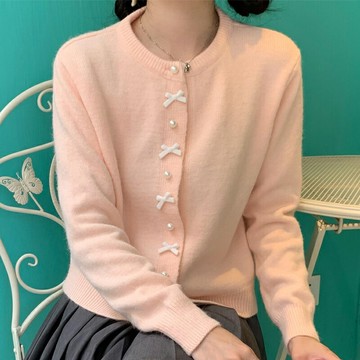 【巴黎精品】現貨+預購 法式針織外套寬鬆上衣針織衫毛衣大碼百搭休閒女裝-韓系蝴蝶結排扣女外套5色a1lg14