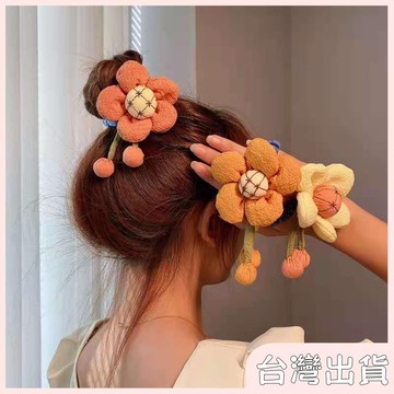 ✨臺灣出貨✨【飾飾如意】大腸髮圈半丸子頭扎頭髮飾品髮圈女頭繩女生皮筋發繩太陽花朵頭飾