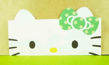 【震撼精品百貨】Hello Kitty 凱蒂貓~頭型卡片-星星綠