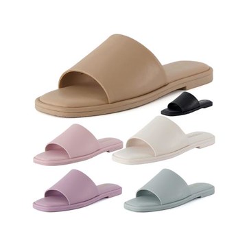 大碼外貿平底簡約露趾方頭一字拖