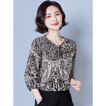 雪紡襯衫女夏季2025新款時尚七分袖上衣高端短袖別致漂亮洋氣小衫