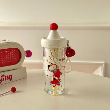 女生高顏值可愛星星水杯便攜耐高溫tritan塑料帶吸管杯子2025新款